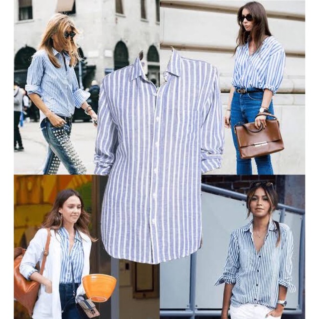 Max Mara - 《ご成約》MaxMara ブルーストライプシャツ 可愛いレースのカフスデザイン