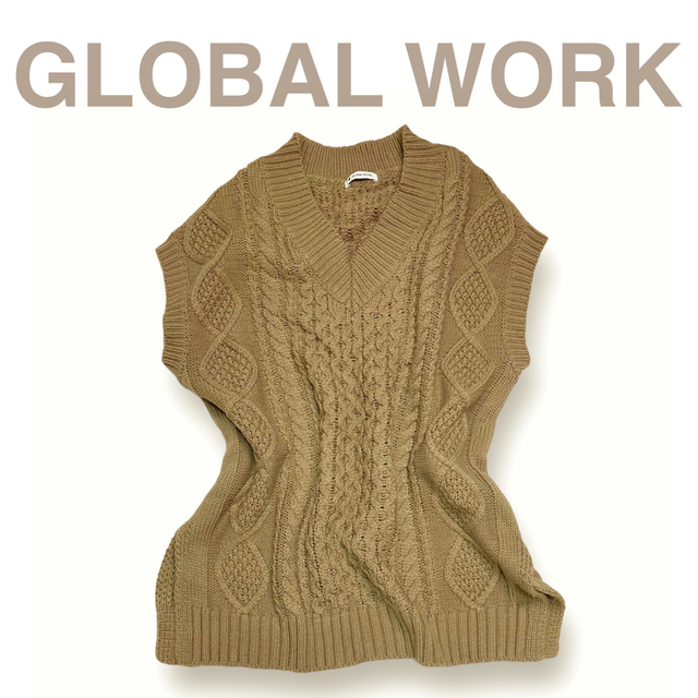 GLOBAL WORK(グローバルワーク)のGLOBAL WORK ニットニットベスト ケーブル オーバーサイズ 冬服 春  レディースのトップス(ニット/セーター)の商品写真