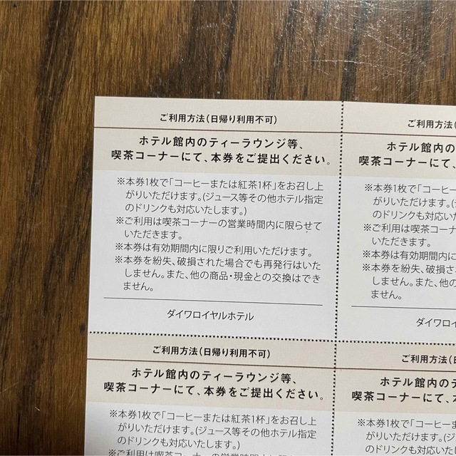 DAIWA - ダイワロイヤルホテル ゲストチケット8枚 朝食券8枚コーヒー16