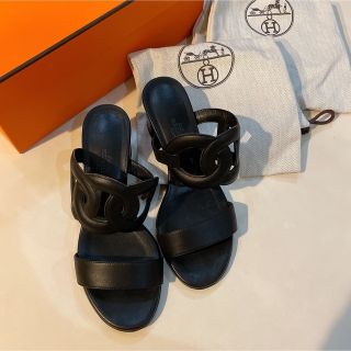 エルメス(Hermes)の一度のみ着用＊エルメス＊サンダル＊ビキニ＊ミュール＊23センチ＊黒(ミュール)