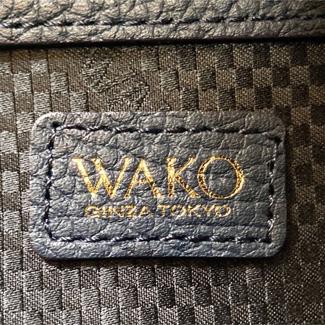 専用品 WAKO 銀座和光 シボ革 ネイビー ゴールド金具 A4トートバッグ レディースのバッグ(ハンドバッグ)の商品写真