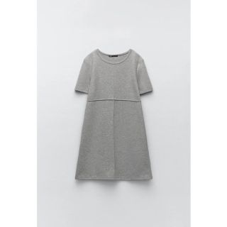 ザラ(ZARA)のZARA ワンピース 半袖 グレー(ミニワンピース)