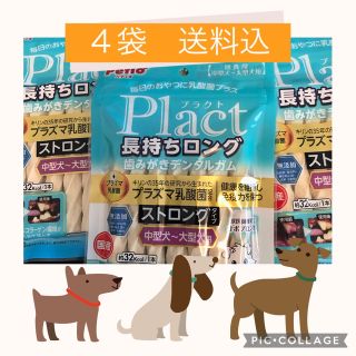 訳あり★無添加　国産★4袋★ぺティオ　歯みがきガム　ストロング　中型犬〜大型犬用(ペットフード)