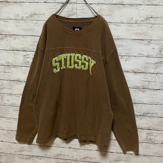 STUSSY(ステューシー)の【即完売モデル】ステューシー☆アーチ刺繍ビッグロゴ　超人気カラーロンT 入手困難 メンズのトップス(Tシャツ/カットソー(七分/長袖))の商品写真