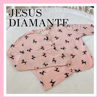 ジーザスディアマンテ(JESUS DIAMANTE)のジーザスディアマンテ　プードル柄ショートカーディガン　アイスピンク×黒　希少(カーディガン)