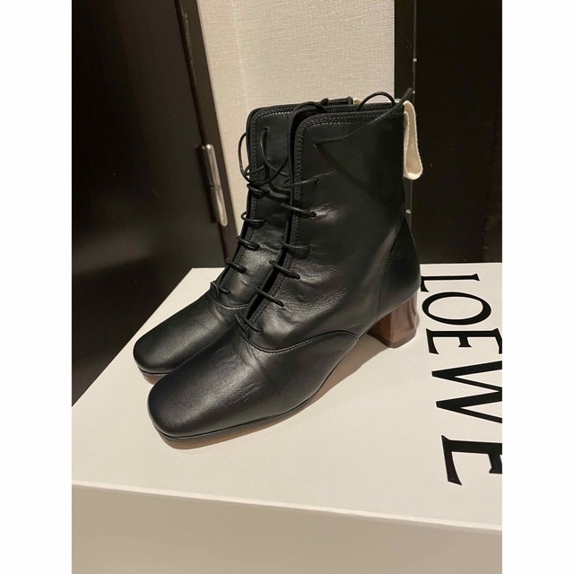Loewe ロエベ ラムスキン ソフト レースアップ アンクル ブーツ 36 65