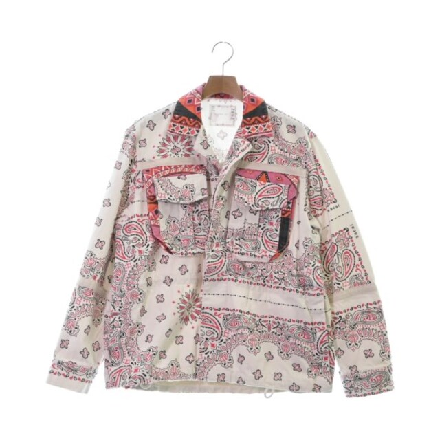 sacai サカイ デニムジャケット 1(S位) 白xピンク(ペイズリー) 【古着