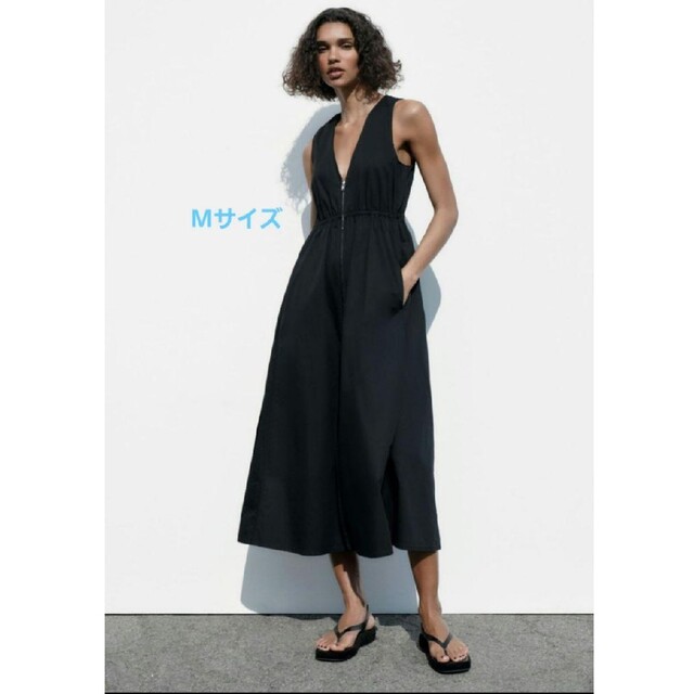 ワンピース【新品タグ付き】ZARA ジッパーポプリンワンピース M