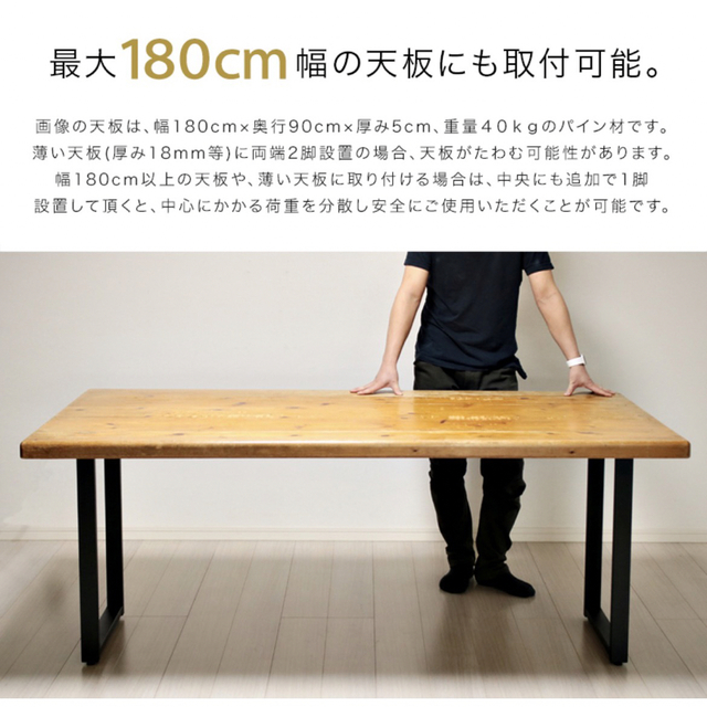 【新品】テーブル脚パーツ 2脚セットネジ付属（ブラック） 鉄脚 4