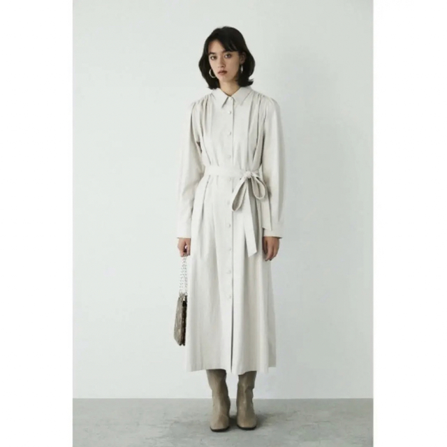 moussy フェイクレザー　ロングシャツワンピ