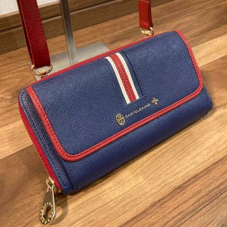 カステルバジャック(CASTELBAJAC)の【美品】カステルバジャック お財布 ショルダー バッグ ネイビー レッド レザー(ショルダーバッグ)