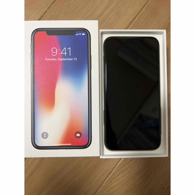 美品　iPhone X スペースグレイ　64GB SIM 箱付き