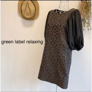 ユナイテッドアローズグリーンレーベルリラクシング(UNITED ARROWS green label relaxing)のgreen label relaxing レオパード柄　ワンピース(ひざ丈ワンピース)