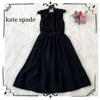 kate spade new york - ワンピ ケイトスペード 花柄 ブラックドレス xs 