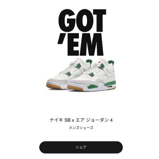 ナイキ(NIKE)の【値下げ】ナイキ SB × エアジョーダン4　パイングリーン(スニーカー)