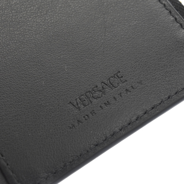 VERSACE ヴェルサーチ メデューサフラップボタン二つ折りコンパクトウォレット 財布 コインケース カードケース ブラック 5