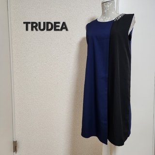 トゥルードゥー(TRUDEA)のノースリーブ ビジュー付きバイカラードレス(ミディアムドレス)