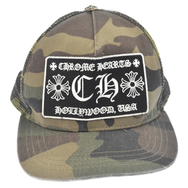 CHROME HEARTS クロムハーツ TRUCKER CAP/トラッカーキャップ CHパッチクロスボール付メッシュキャップ カモフラ柄帽子 カーキ