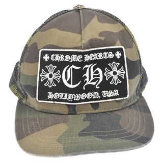 クロムハーツ(Chrome Hearts)のCHROME HEARTS クロムハーツ TRUCKER CAP/CAMO トラッカーキャップ カモ CHパッチクロスボール付 メッシュキャップ 帽子 カーキ(キャップ)