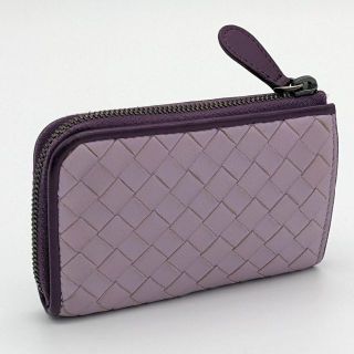 ボッテガヴェネタ(Bottega Veneta)のボッテガヴェネタ 名刺入れ イントレチャート L字ファスナー パープル(コインケース/小銭入れ)