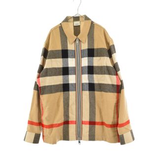 バーバリー(BURBERRY)のBURBERRY バーバリー 22SS 22SS Exaggerated Check Wool Cotton Overshirt エグザジェレイティッドジップアップ チェックウールコットンオーバーシャツ ベージュ 8050135(シャツ)