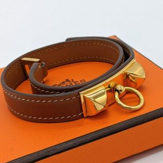 エルメス(Hermes)のエルメス ブレスレット リヴァル ドゥブルトゥール ブラウン G金具 XS(ブレスレット/バングル)