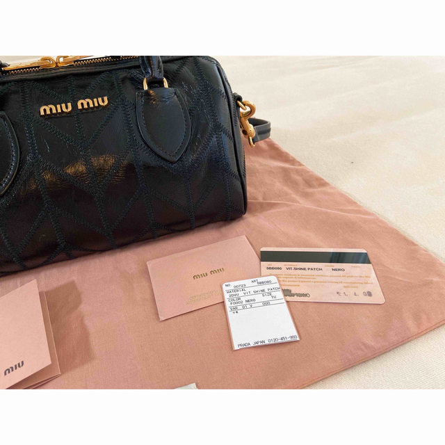 miumiu レザーハンドバッグ パッチワーク シャイニーレザー ショルダー ...