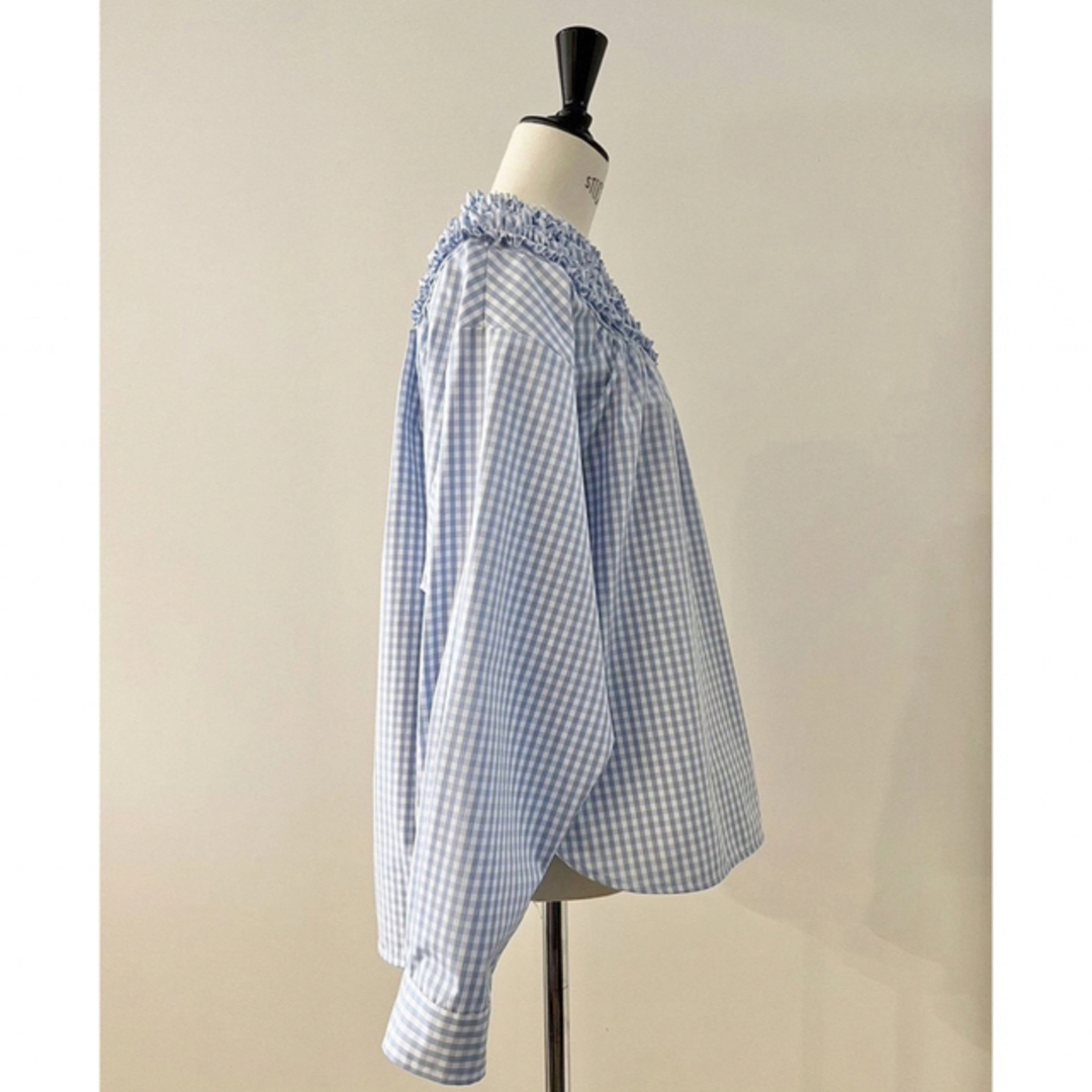 新品♡rosymonster gingham mini frill blouse-