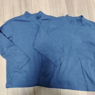 ユニクロ(UNIQLO)のユニクロ　ソフトフリースハイネックTシャツ　ブルー　110　 2枚セット(Tシャツ/カットソー)