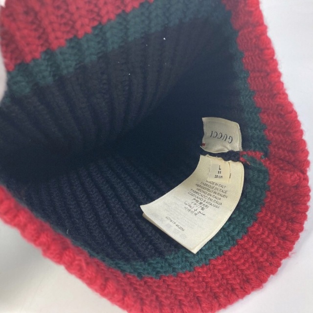 新品同様 グッチ GUCCI サイズL GG柄 ビーニー ブラック 黒-