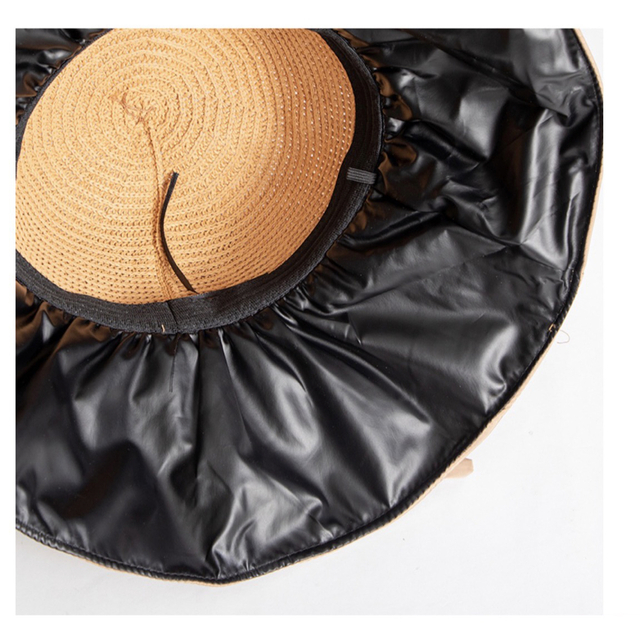 【ソ・ミド様専用】UVカット　ツバ広　帽子　紫外線防止　日焼け対策　ベージュ レディースの帽子(麦わら帽子/ストローハット)の商品写真