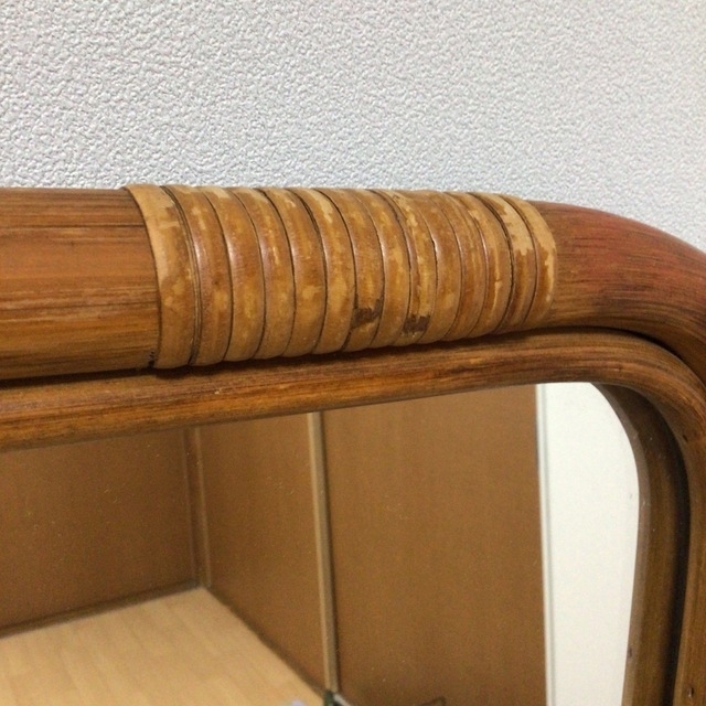 kAZAMA カザマ 国産 ラタンミラー 籐の鏡 アンティーク 昭和 kAZAMA カザマ 国産 ラタンミラー 籐の鏡 アンティーク 昭和