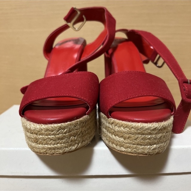 SLY(スライ)のSLY スライ JUTE WEDGE サンダル レッド サイズL  ストラップ レディースの靴/シューズ(サンダル)の商品写真