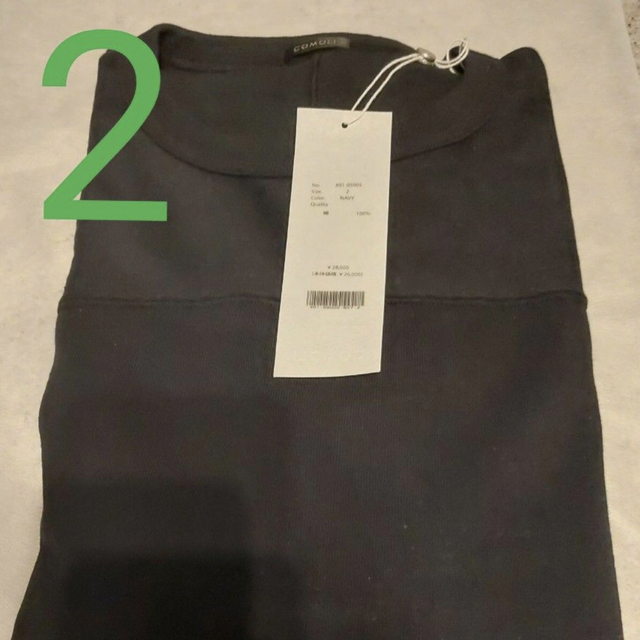 COMOLI 23ssフットボールt ネイビー -