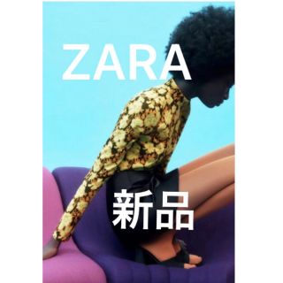 ザラ(ZARA)の【新品未使用】ZARA フラワー柄ジャガードトップス　Mサイズ(カットソー(長袖/七分))