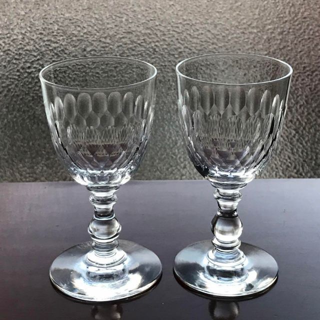 Baccarat(バカラ)のオールドバカラBACCARATリキュールショットグラス★ハニカム(蜂の巣)★ペア インテリア/住まい/日用品のキッチン/食器(その他)の商品写真