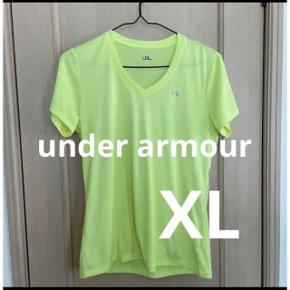 アンダーアーマー(UNDER ARMOUR)のアンダーアーマー   レディース半袖　Vネック蛍光色イエロー　黄色(Tシャツ(半袖/袖なし))