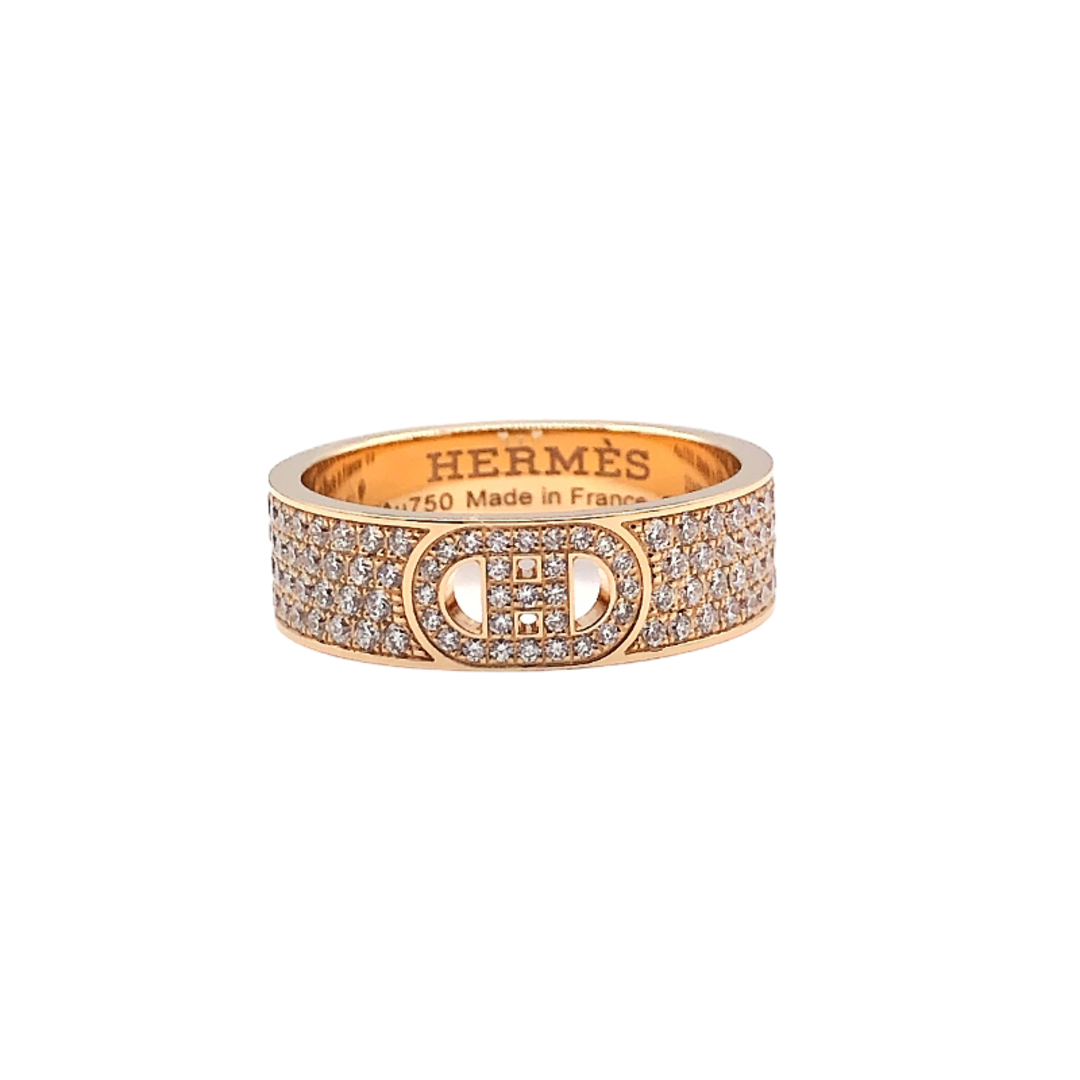 エルメス HERMES Ｈダンクル フルダイヤリング 750PG ダイヤモンド ジュエリー