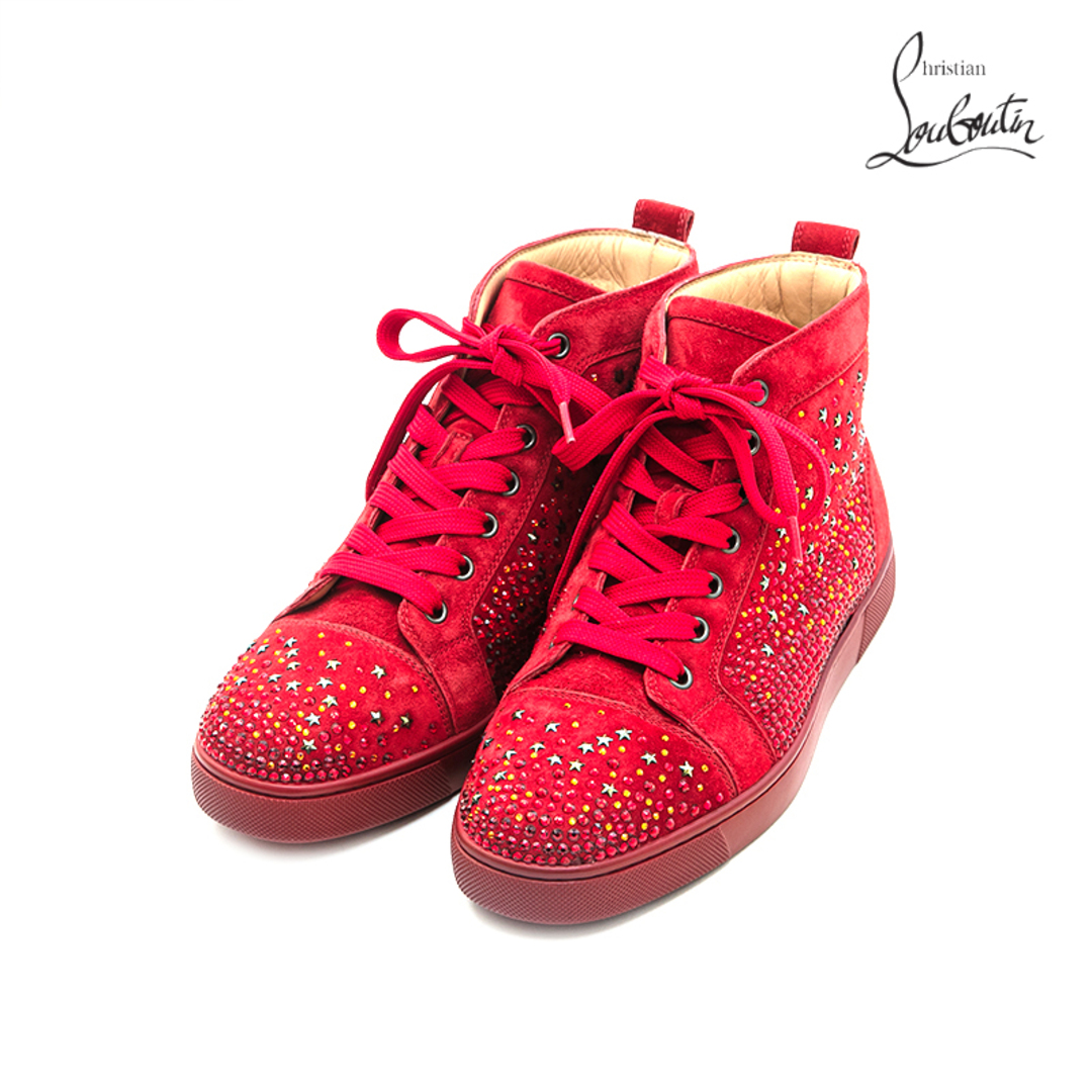 クリスチャンルブタン Christian Louboutin スエード スワロフスキー スタッズ スニーカー