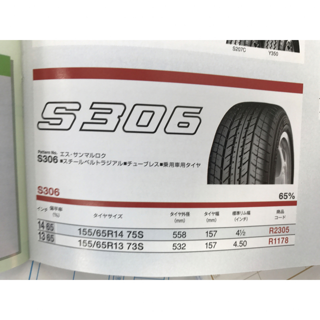 送料込み！155/65R14ヨコハマタイヤS306新品23年製4本サマータイヤ 自動車/バイクの自動車(タイヤ)の商品写真