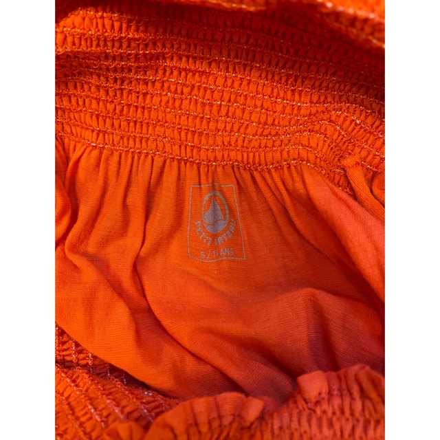 PETIT BATEAU(プチバトー)のプチバトー　ベアトップ　ワンピース　オレンジ　ロングスカート レディースのワンピース(ロングワンピース/マキシワンピース)の商品写真
