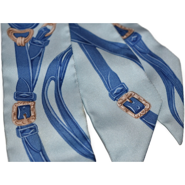 【箱あり☆品】HERMESBRIDES de GALA 水色系 シルク100%レディース ツイリー 人気 おしゃれ プレゼント包装可松山久万ノ台店