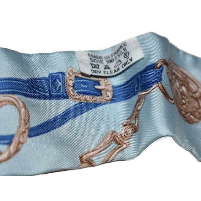 【箱あり☆品】HERMESBRIDES de GALA 水色系 シルク100%レディース ツイリー 人気 おしゃれ プレゼント包装可松山久万ノ台店