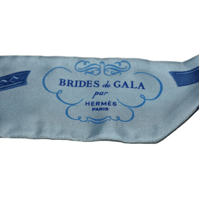 【箱あり☆品】HERMESBRIDES de GALA 水色系 シルク100%レディース ツイリー 人気 おしゃれ プレゼント包装可松山久万ノ台店
