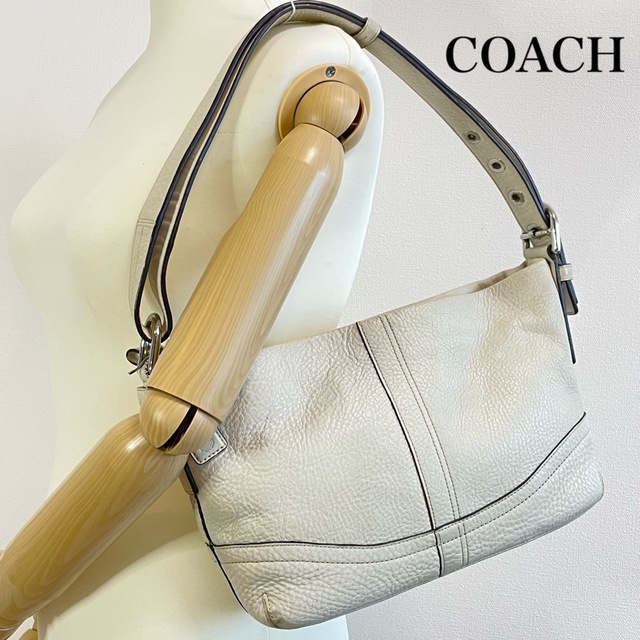 即納&大特価】 coachコーチレザーショルダーバックホワイト ショルダー