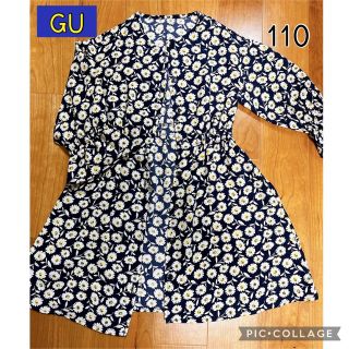 ジーユー(GU)のGU　花柄ワンピース　110cm(ワンピース)