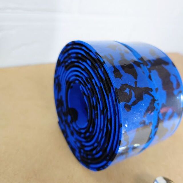 バーテープ 青×黒 エンドキャップ付き EVA 軽量 ハンドルテープ 自転車 スポーツ/アウトドアの自転車(その他)の商品写真
