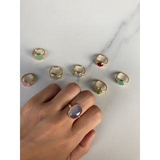 Cambodian Jewelry天然石ブルーカルセドニー(カボション)リング(リング(指輪))