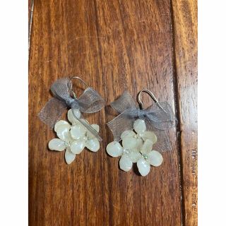 ハンドメイド　紫陽花　ピアス　リボン(ピアス)