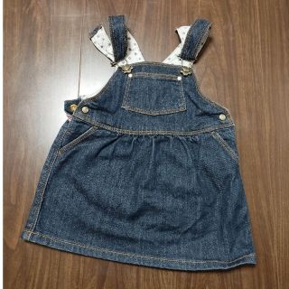 プチバトー(PETIT BATEAU)の（美品）PETITBATEAU　ジーンズ生地ワンピース　80サイズ（送料込）(ワンピース)